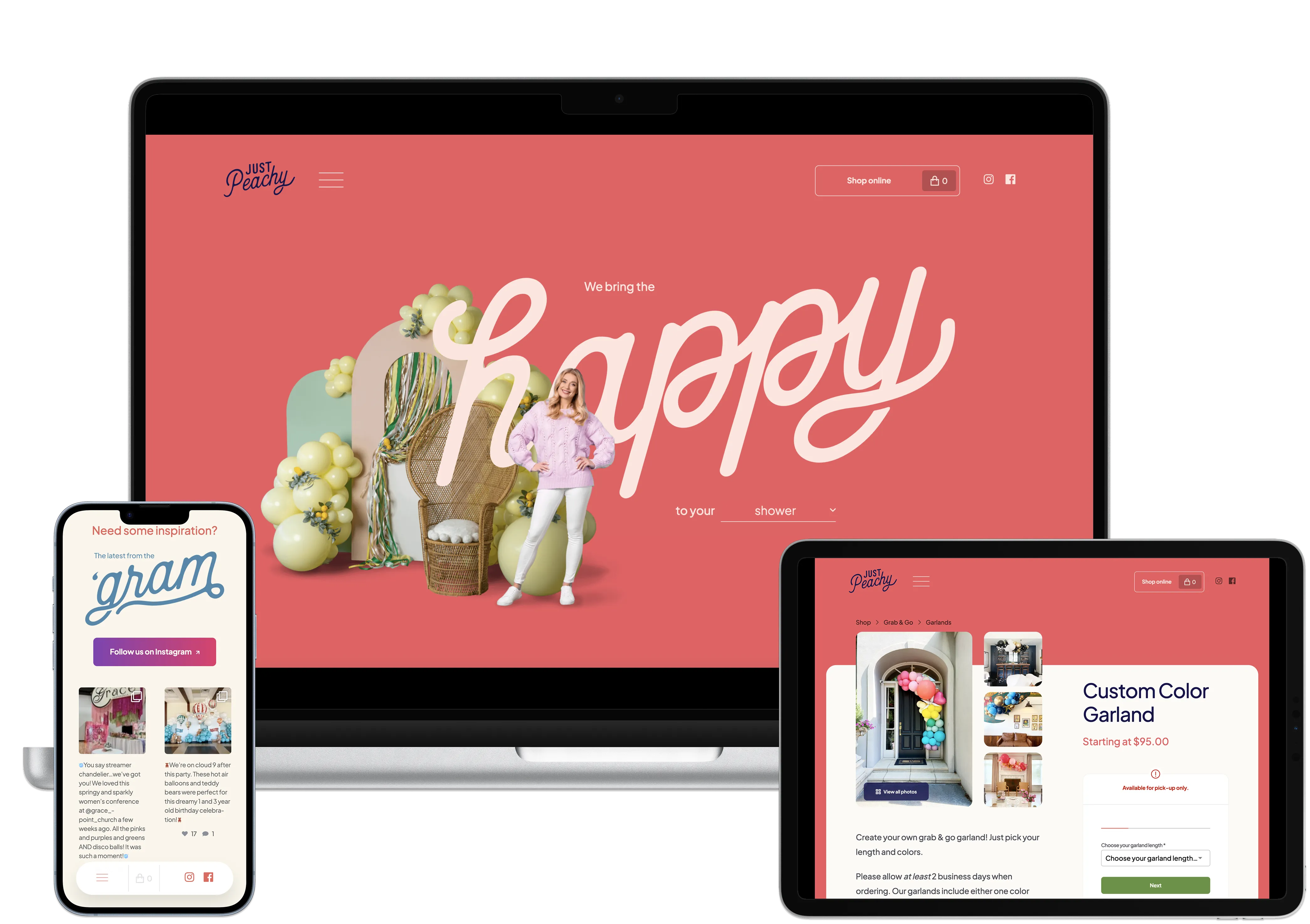 Screenshots of Just Peachy website